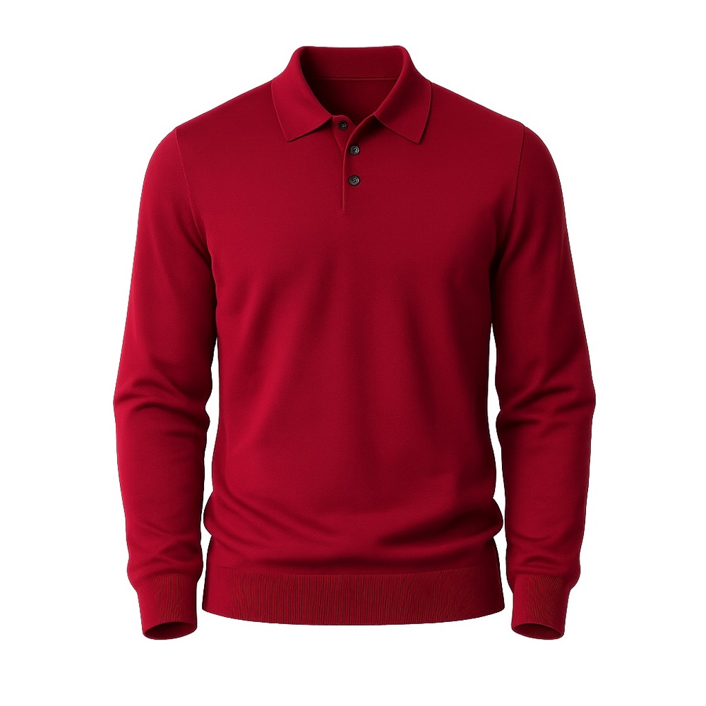 Brooks Brothers XL 100% Merino Wool 3-Button Polo Collar Sweater Red Italian